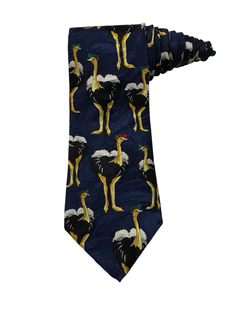 Carlo Ricci Ostrich Birds Vintage 100% Silk Necktie